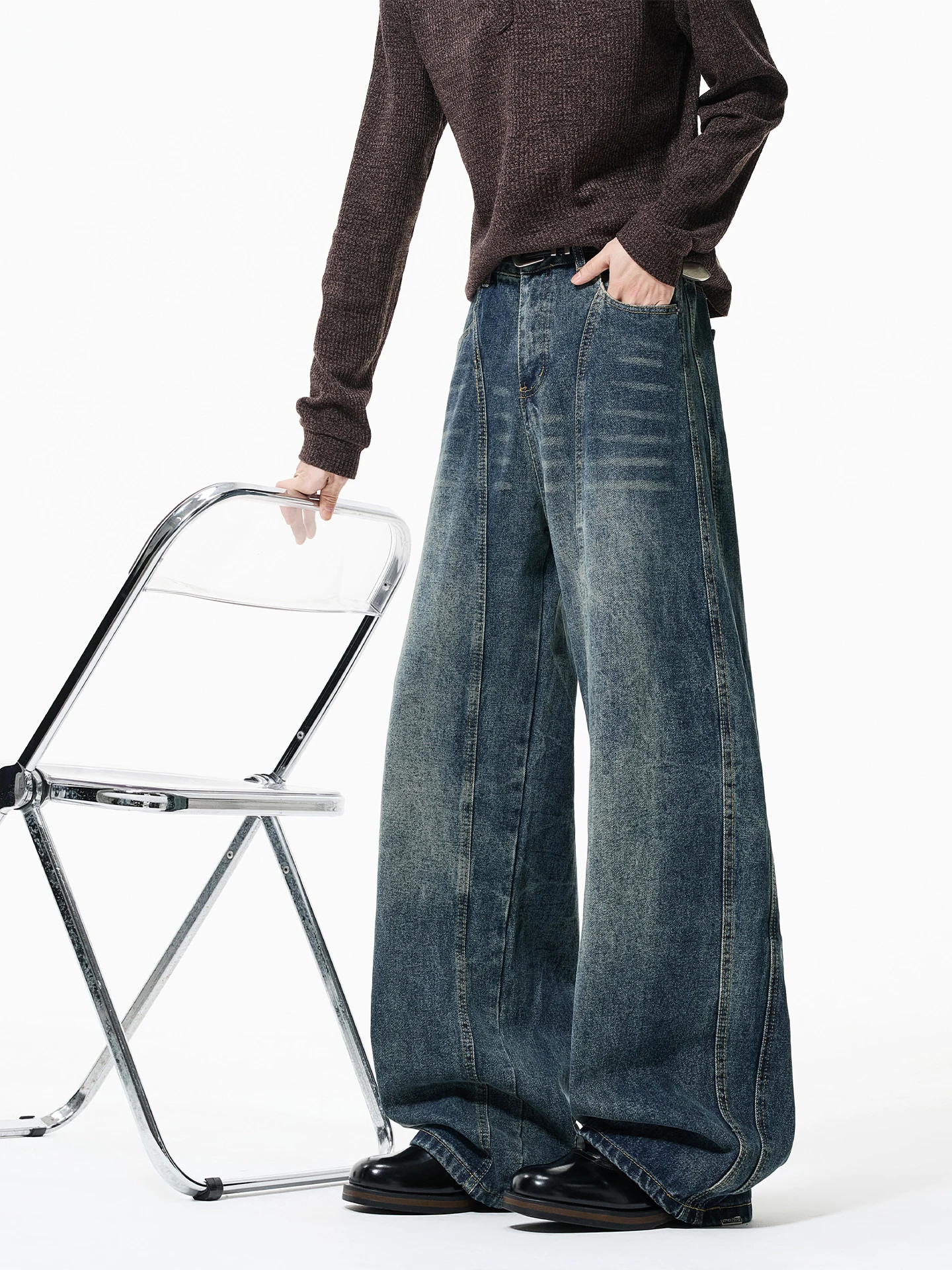 

Ретро-джинсы в американском стиле для мужчин: модные весенние свободные повседневные широкие прямые брюки для молодежи