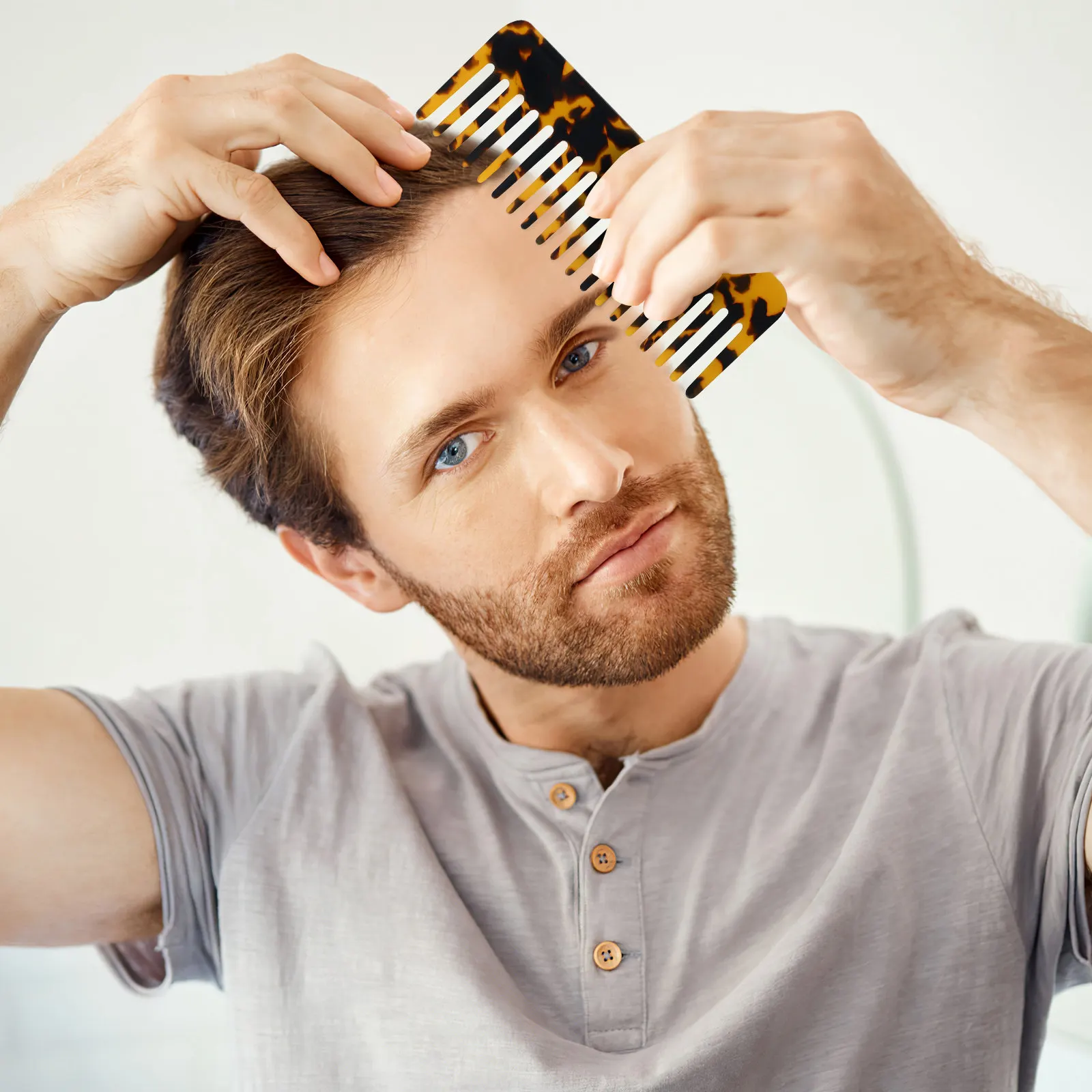 

Набор из 2 расчесок с широкими зубьями и мраморным узором для распутывания и укладки волос, ацетатные расчески для влажных и сухих, кудрявых, прямых, длинных и коротких волос