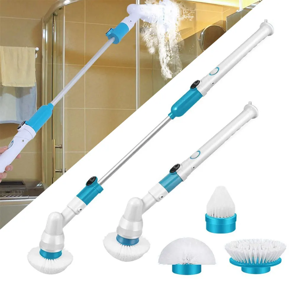 Electric Spin Cleaner Electric Rotating Scrub Brush Electric Spin Scrubber with Telescopic Rod Kitchen Bathroom Cleaning Gadgets