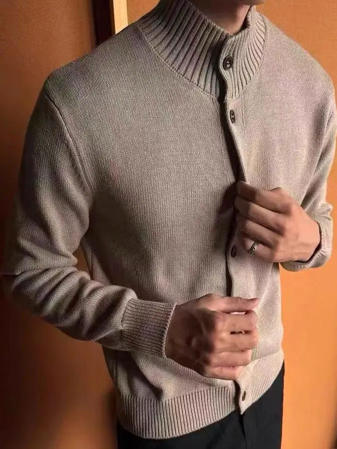 

High-End Men's Knitted Cardigan Sweater Stand Collar Thiened Casual ort Sle Autumn Winter New Arrival American Sle Ou...
