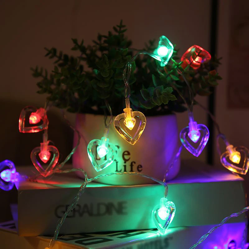 Decoração de festa de dia dos namorados amor coração luz corda proposta confissão romântico amor luz quarto alimentado por bateria guirlanda