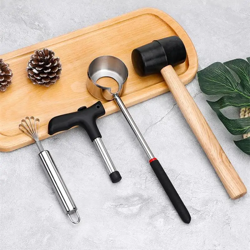 Hammer Coconut Breaker Kitchen Gadgets For Fresh Coconut Water Coconut Opener Tools Creative Dual-purpose Hand Hole Puncher