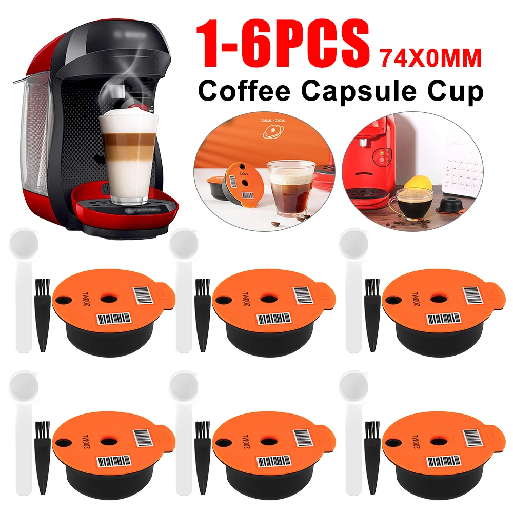 1-6PCS Coffee Filter Maker Pod Reusable Coffee Capsule Pods Refillable Coffee Machines Filters Heat-resistance For Home Kitchen