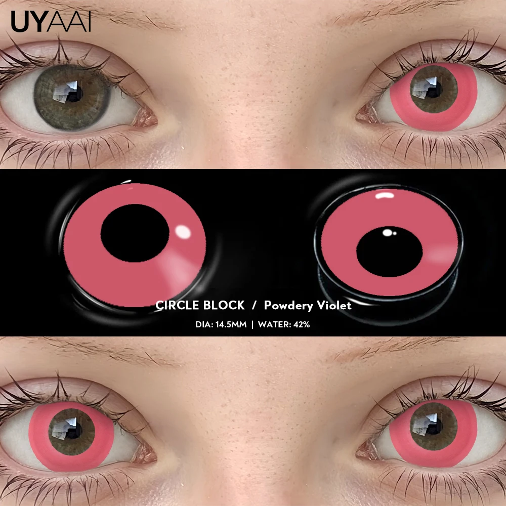 UYAAI 1 Paar bunte Kontaktlinsen für Augen, blaues Auge, Anime-Cosplay-Linsen, lila farbige Linsen, rosa Y2K-Farbkon, rote Linse – Detail 18