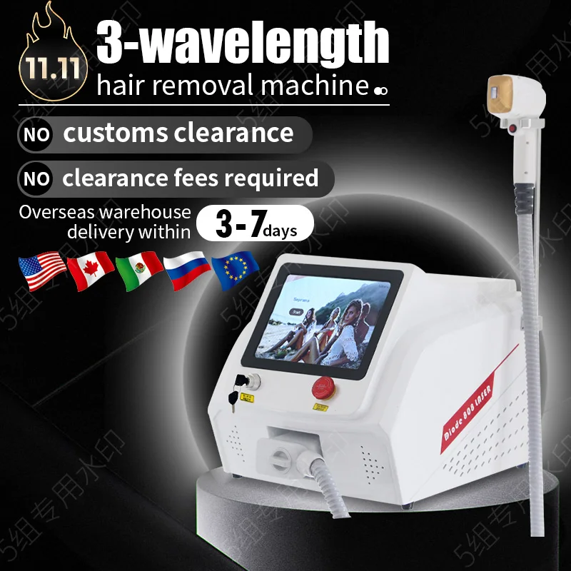 

Laser Diode Hair Removal Machine 808nm Laser 3 Wave 755 1064nm IceP Platinum Painless Hair Removal