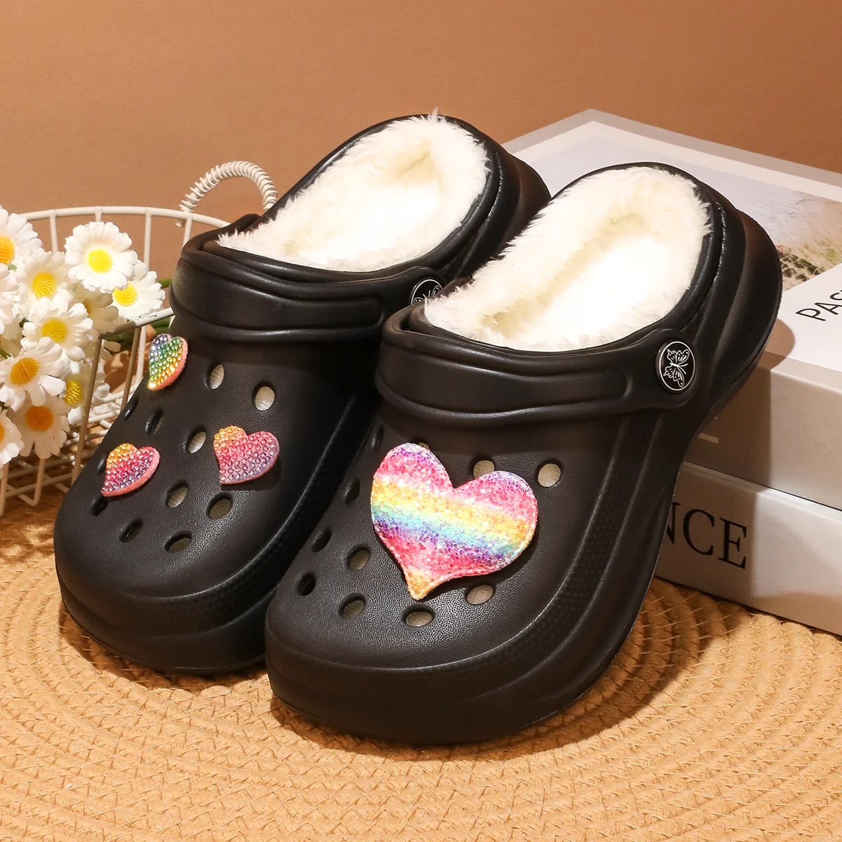 Kinder-Clogs und -Mules mit Fellfutter, leichte Garten-Schuhe mit Baumwollfutter, warme Hausschuhe für Jungen, Mädchen und Kleinkinder, 168. – Detail 18