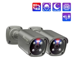 Techage UHD 5MP 4K 8MP cámara POE de seguridad inteligente AI detección humana al aire libre Audio bidireccional cámara IP CCTV vigilancia Color noche
