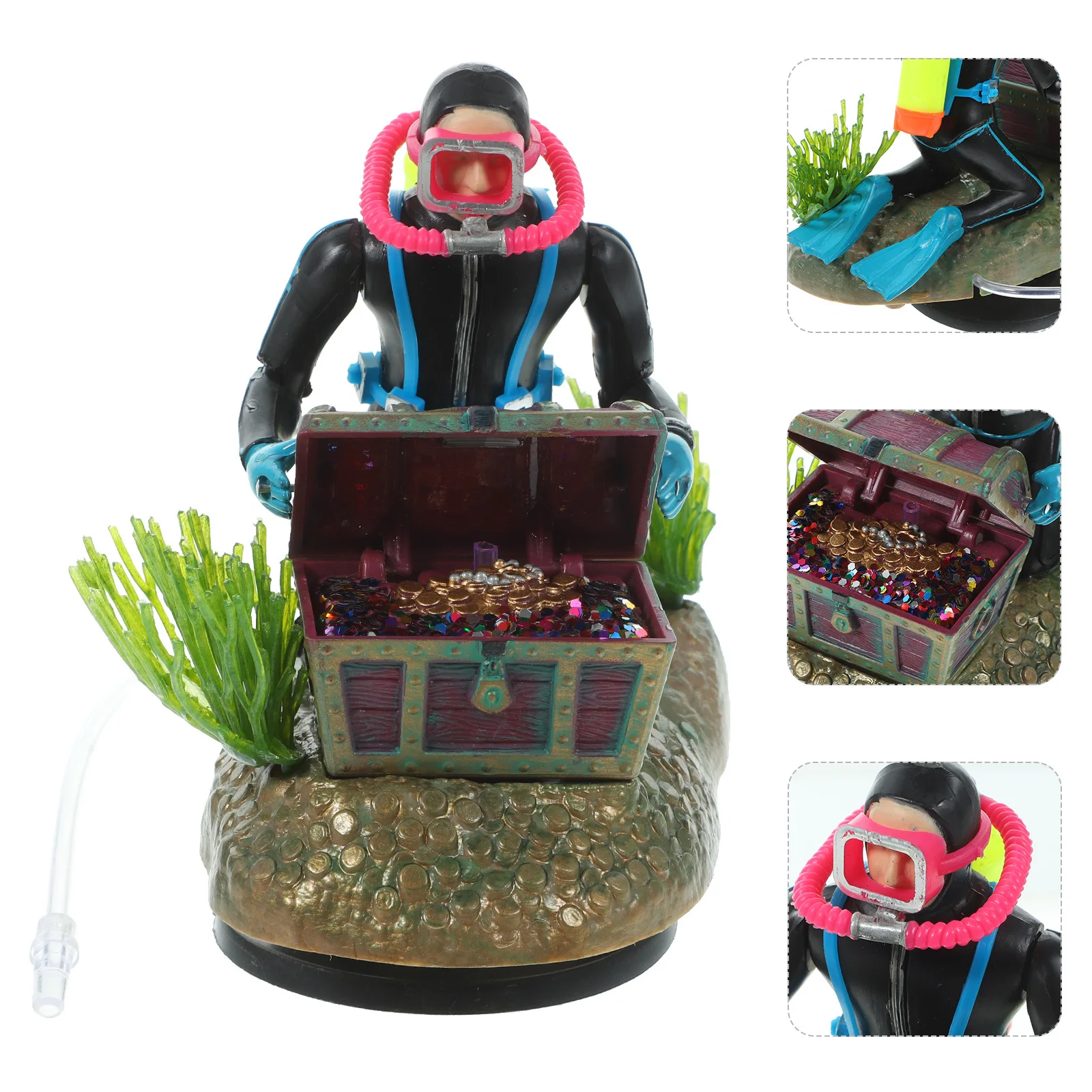 

1Set Aerating Diver Ornament Fish Tank Decor with Bubbling Effect for Aquarium Landscaping Creative Underwater Scene Decoration