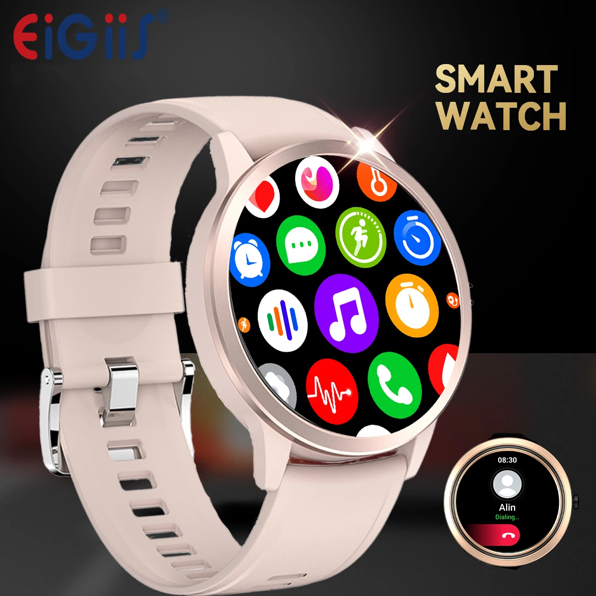 

EIGIIS Smart Watch 1.32’’ Sports Smartwatch for Men Women Fitness Tracker with Heart Rate/Sleep Monitor/Pedometer Smart Watch