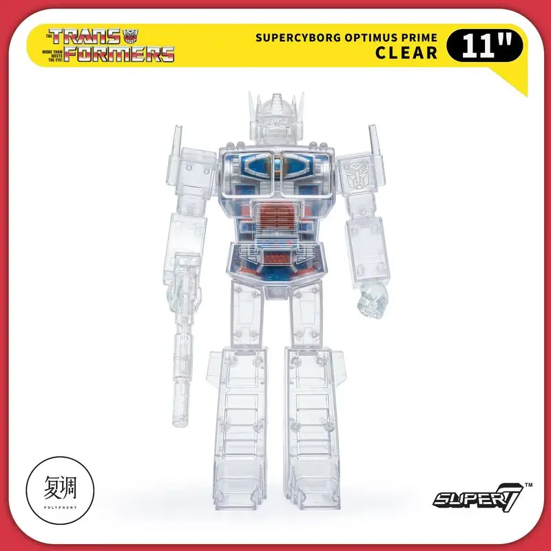 

In Stock Super7 Transformers Optimus Prime Transparent Edition Super Cyborg Action Figure Model Toys Gifts