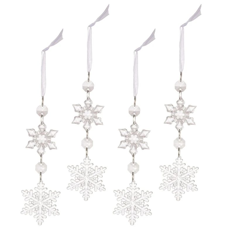 Practical Christmas Snowflake Hanging Ornament 4Pcs Sturdy and Portable for Festival Home Decoration Household Use