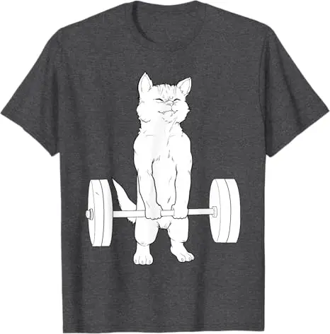 Lustiges Gym-Katzen-Grafik-T-Shirt für Gewichtheben und Kreuzheben, Pump-Kätzchen, Feline Fitness, Comics-Grafik, Herrenbekleidung, Neuartiges Geschenk – Detail 12