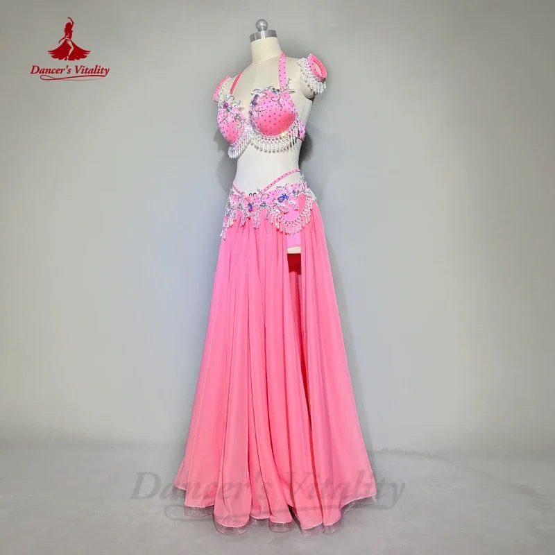 Belly Dance Performance Suit for Adult Children Customsized Bra+split Long Skirt 2pcs Female Oriental Dance Professional Outfit