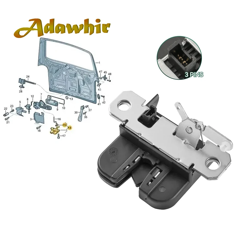 

7E5827505A 7E5827505B 7E5827505C Boot Tailgate Trunk Lock Latch Actuator For VW Transporter T5 T6 Multivan MK5 MK6