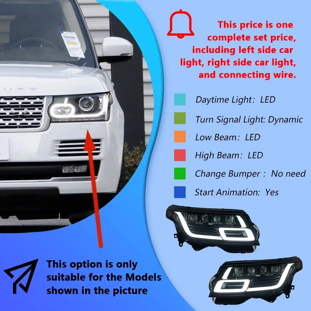 Ensemble de phares automobiles LED, mise à niveau pour Land Rover Range Rover Executive Sport 2013 –