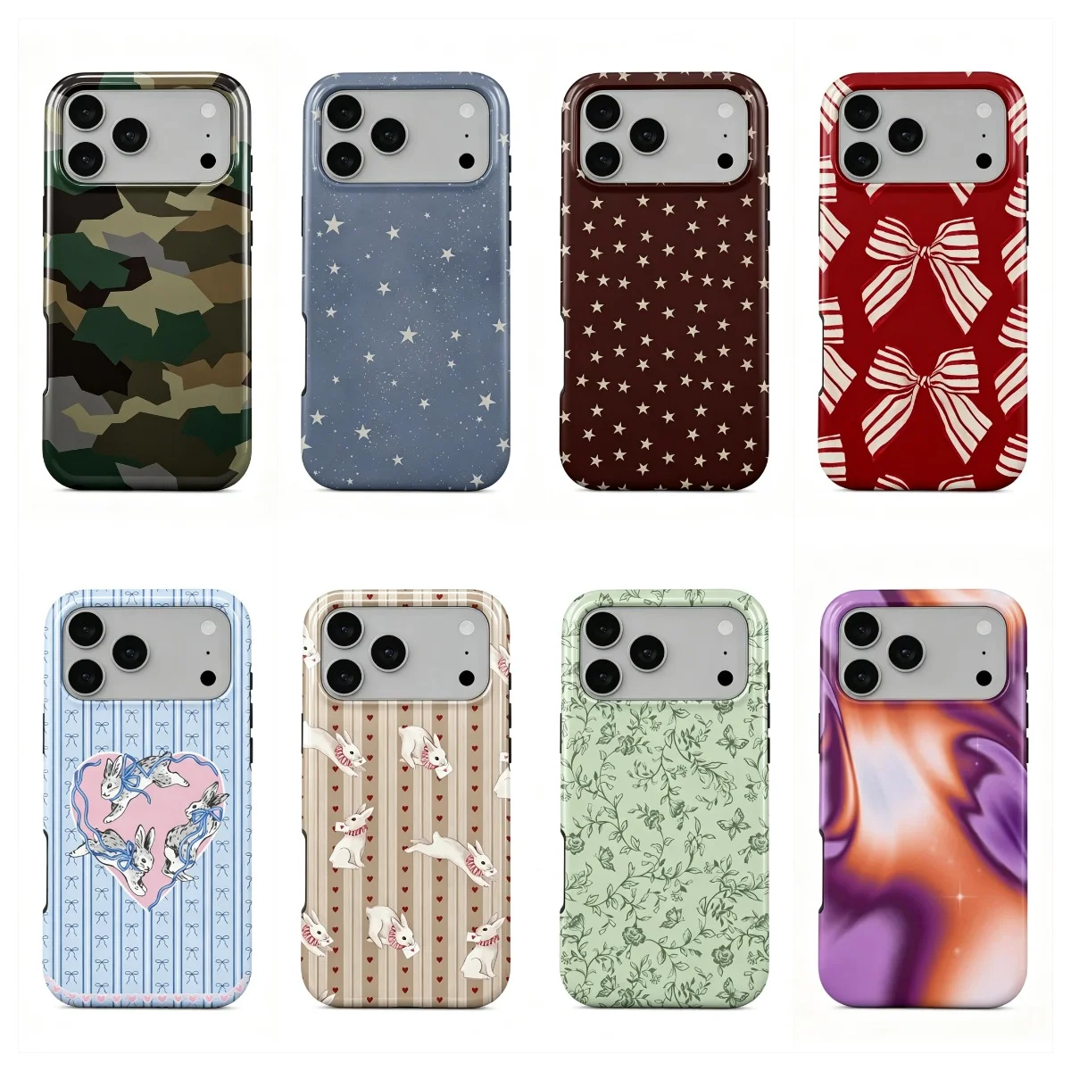 Luxury Sweet Cool Star Bunny Phone Case for iPhone 18 17 17e 16e 16 15 14 13 12 11 Air Pro Max Plus Double-layer Back Cover