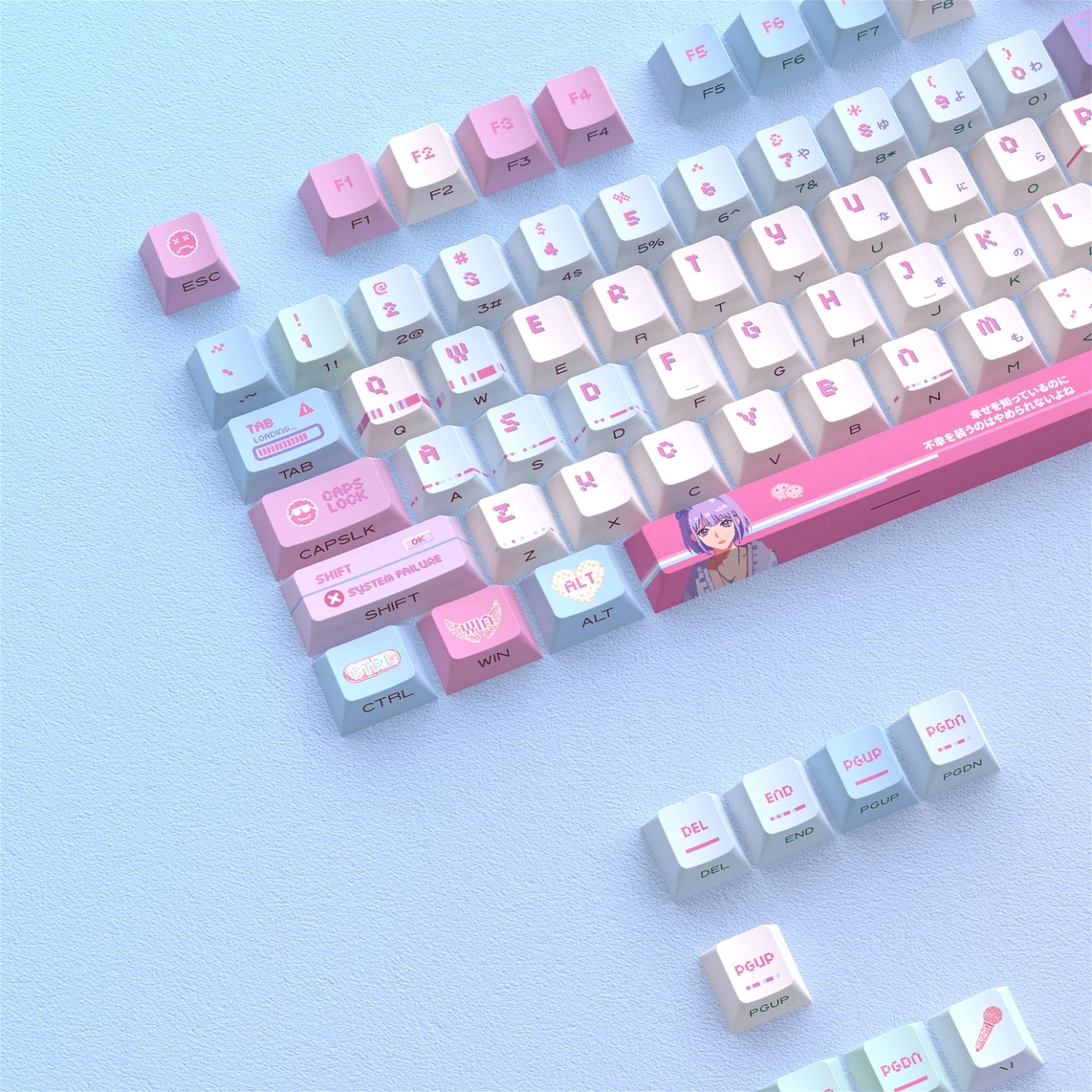 Cherry Profile 125 Keys Side Print PBT Keycaps Streamer Girl Theme for Magnetic Switch Mechanical Keyboard