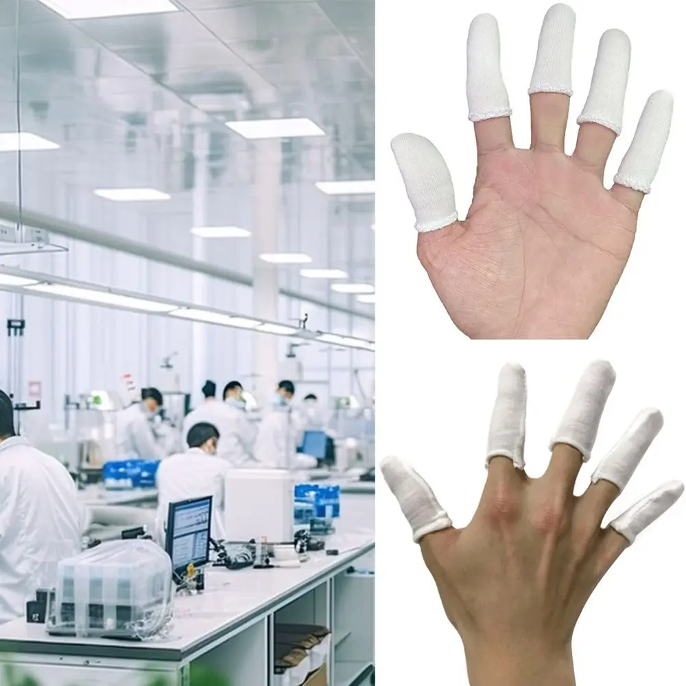 100PCS White Cotton Finger Cots Disposable Thickening Finger Protectors Non-slip Breathable Fingers Protective Gloves Work