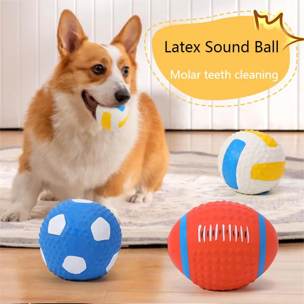 

Pet Dog Sound Toy Balls Latex Soccer Rugby Sound Making Toys Dog Teeth Cleaning Molar Grinding Bite Resistance Toys Pet Supplies