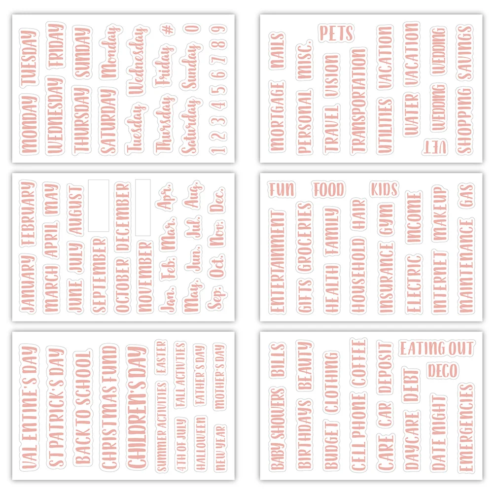 117 Pcs Cash Envelope Rose Gold Binder Sticker Labels Small Budget Compact Supply Stickers Pvc Home Multi-function