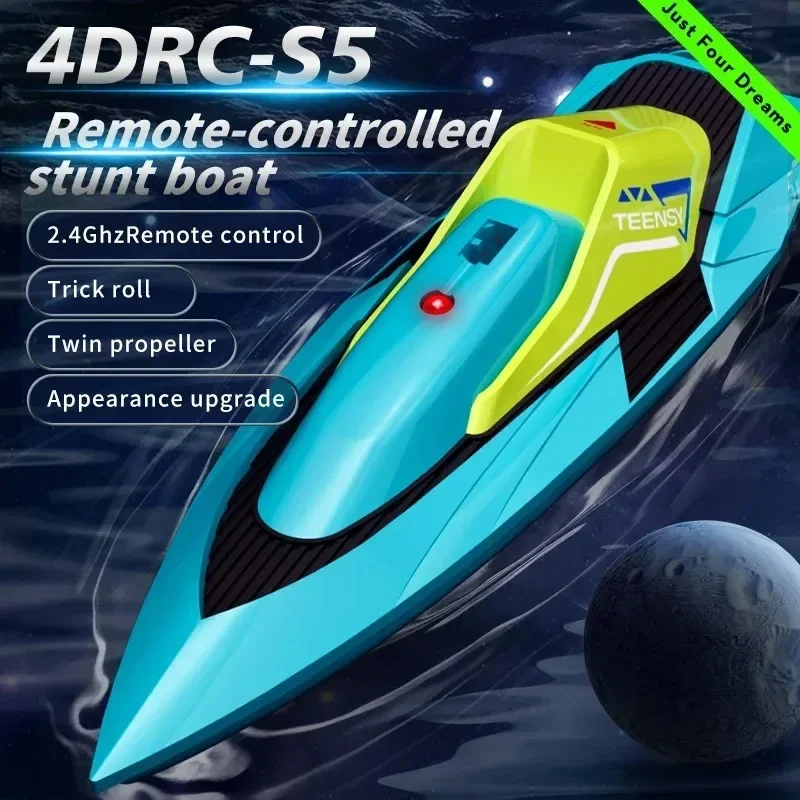 Barco S5 2,4G RC, resistente al agua, Motor Dual, lancha rápida de carreras de alta velocidad, modelo eléctrico, Radio Control, barco al aire libre, piscina de agua de verano