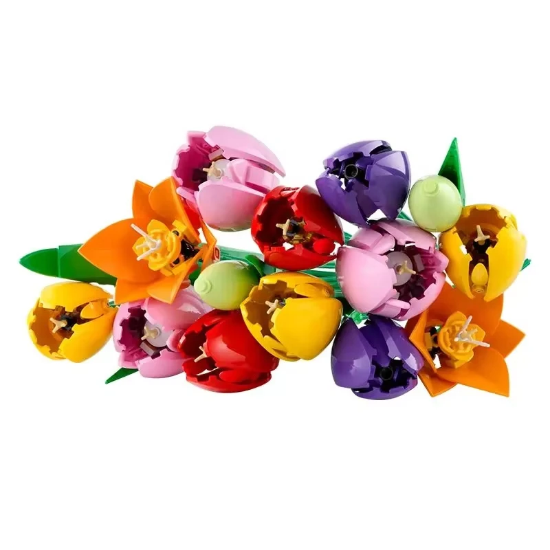 Neues Produkt Tulpenstrauß-Dekoration Weihnachts- und Geburtstagsgeschenk DIY Heimdekoration Geschenk zum Zusammenbauen von Bausteinen – Detail 3