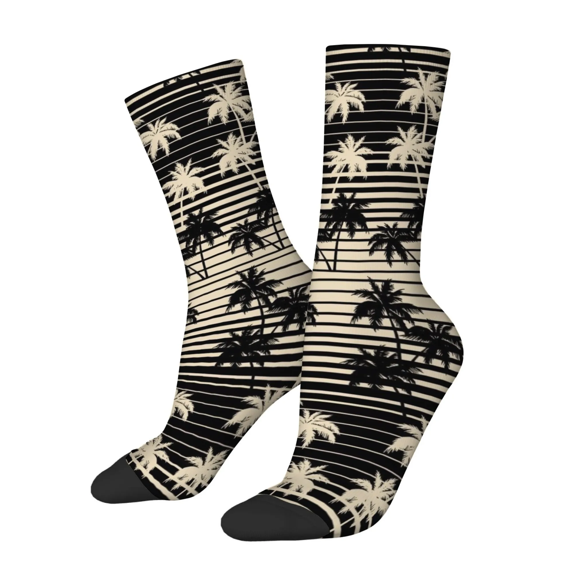 

Striped Coconut Tree Socks Soft Comfortable and Skin Friendly Men's Socks for Outdoors Leisure Travel Retro Hip-Hop and Parties