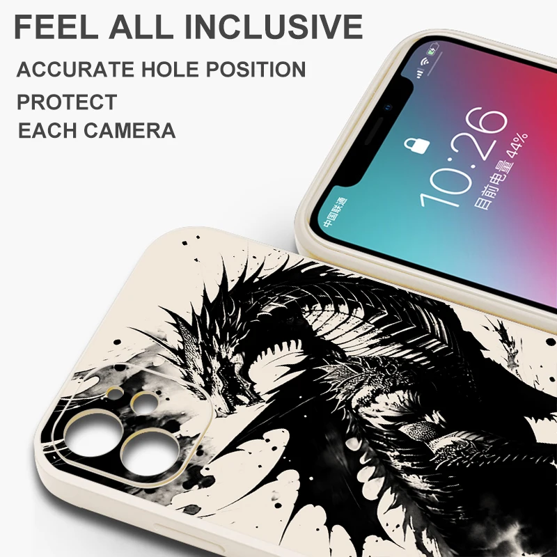 Chinese Divine Dragon For iPhone 15 14 7 8 Plus 13 12 11 Pro XS XR XS Max 13 12 Mini Phone Case Carcasa Liquid Silicone Shell