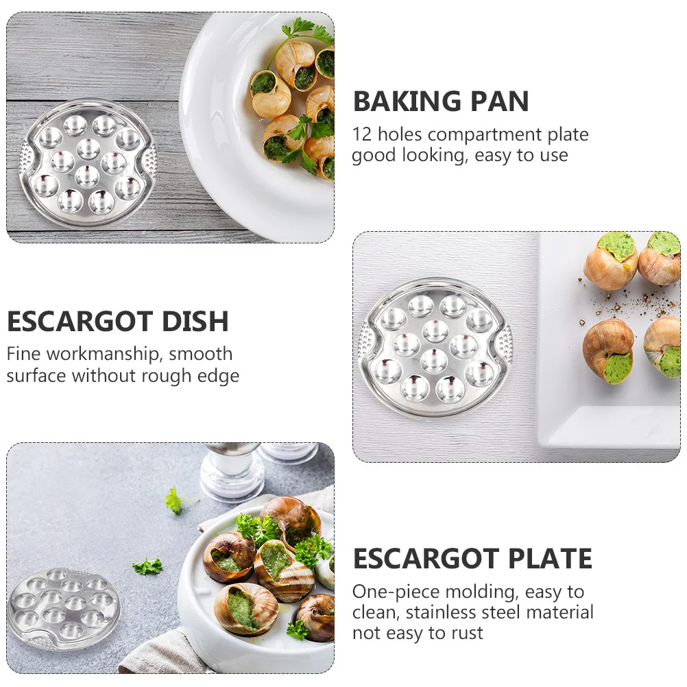 

2pcs Stainless Steel Escargot Baking Tray 12 Holes Compartment Design Dishwasher Safe Bbq Cooking Tool Kitchen Bar Accessory