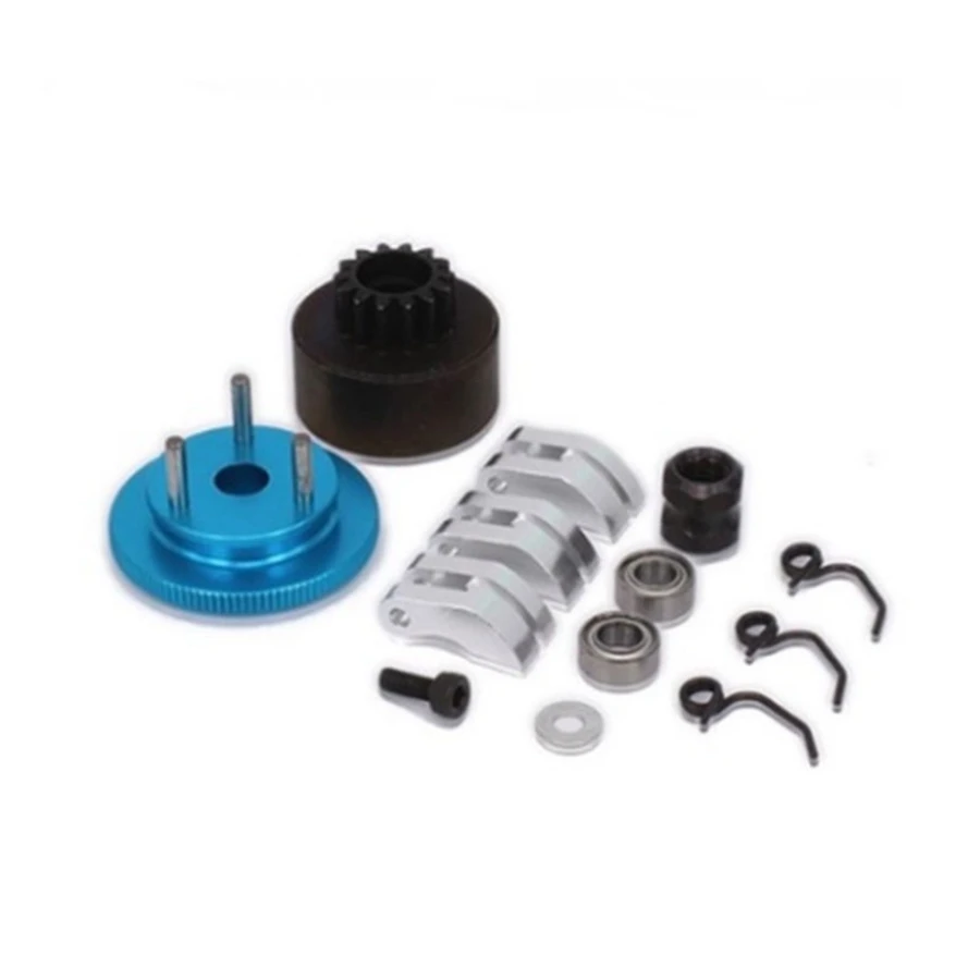 RC Clutch Bell 14T Gear Bearing Clutch Shoes Springs Cone&Engine Nut Flywheel Assembly for 1/8 RC Model Nitro Car HPI HSP Tra