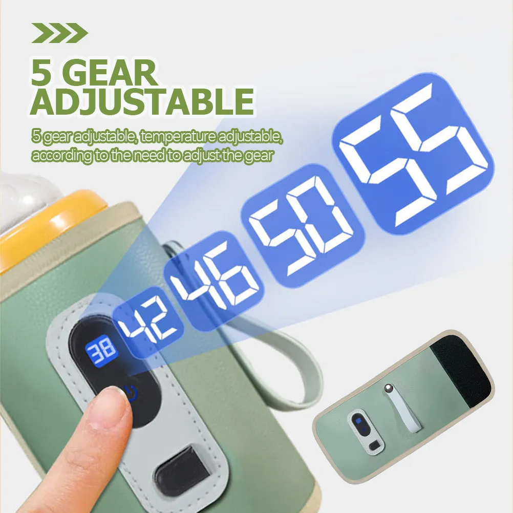 

Digital Baby Bottle Warmer Portable Lightweight Safe Material Five Gears Adjustable Travel Feeding Bottle Heater