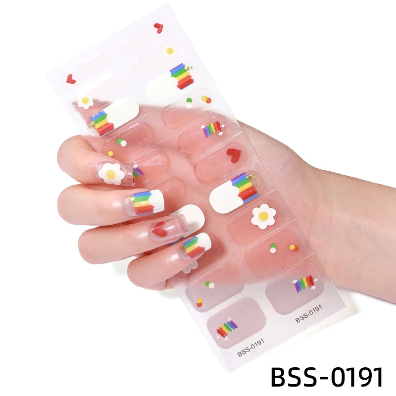 New Semi Cured Gel Nails Art Sliders Manicure Full Beauty Stickers for Nails Nail Decoration UV LED Lamp Need Nail Wraps