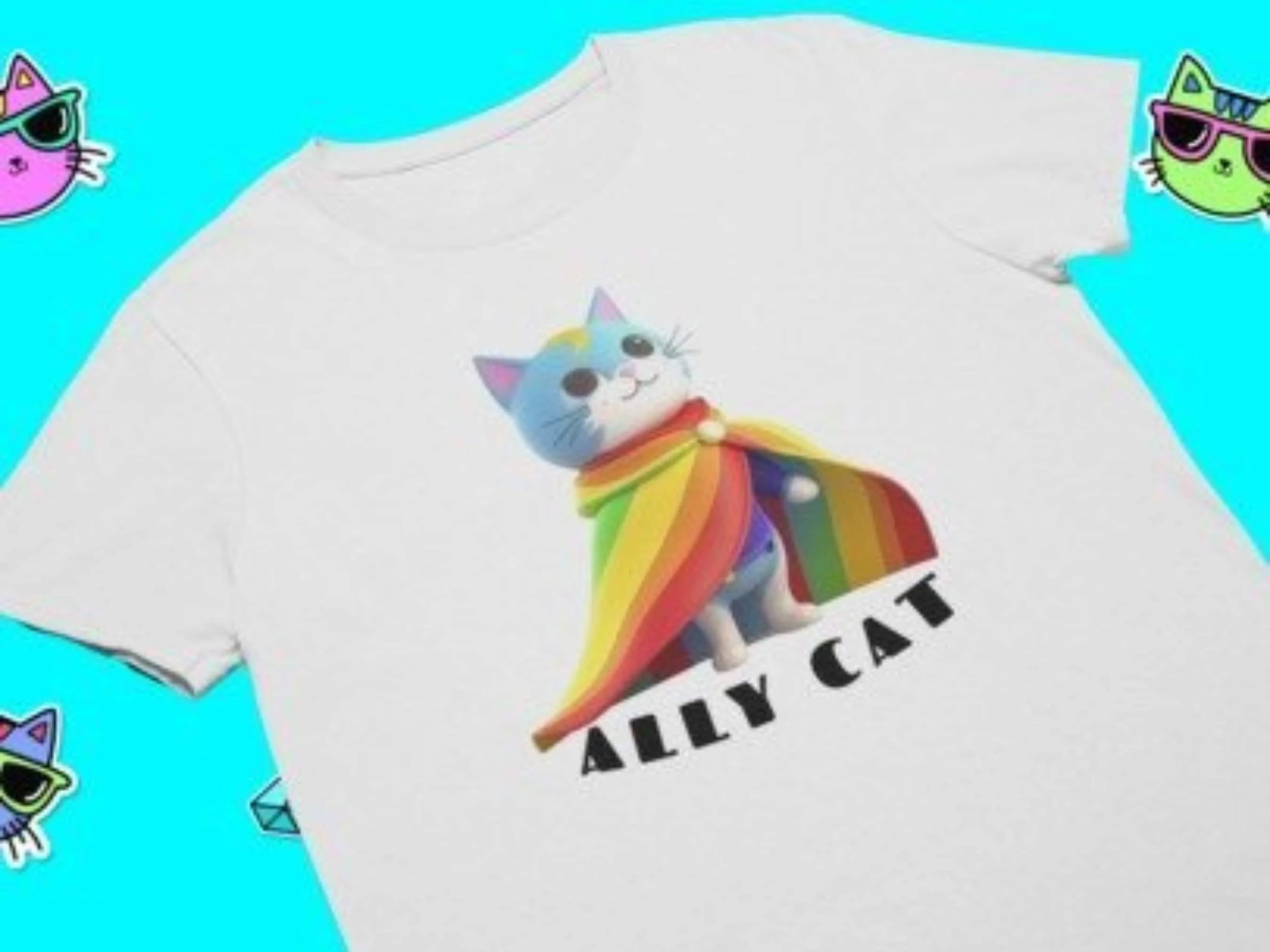 Ally Cat Pride T Shirt Gay LBGTQ Equality Trans Lover