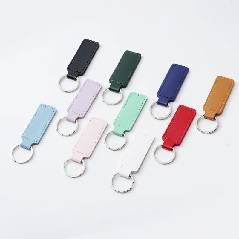 PU Leather Keychain Short Doublesided Car Thread Gift Metal Pendant Waist Strap Wallet Key Chain Simple Keyholder