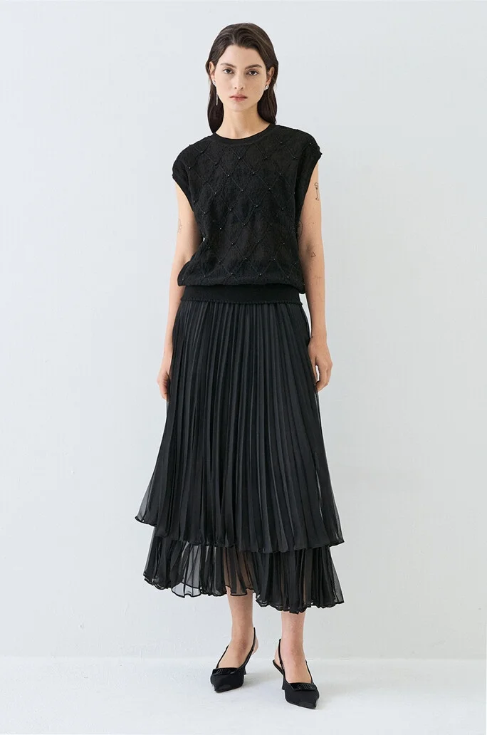 Jupe plissée amincissante pour les déplacements, jupe Midi polyvalente, Design coréen, taille moyenne, couleur Pure, autre matériau