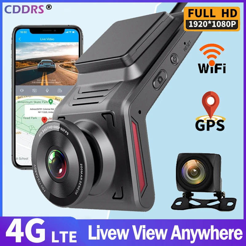 EpiDash-Caméra de tableau de bord 4G Full HD 1080P, WiFi, GPS, enregistreur, vue en direct à distance, caméra pour touristes, boucle vidéo statique, garde de stationnement 24h, vision nocturne