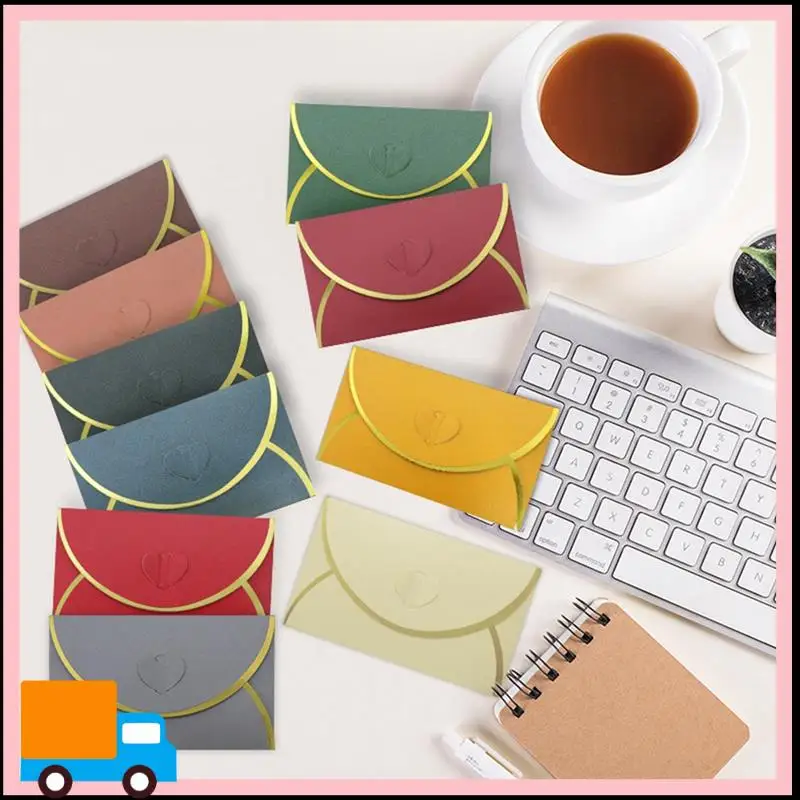 50Pcs Gift Card Envelopes With Love Buckle Business High-End Envelope For Note Cards, Wedding Wine Red