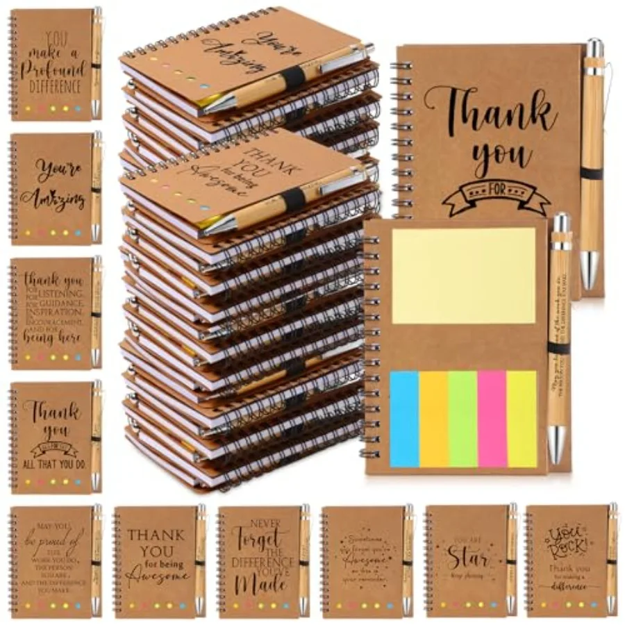 

Set Teacher Appreciation Gift Bulk Inspirational Spiral Notebook with Motivational Pen Sticky Note Thank You Gift for Teacher's