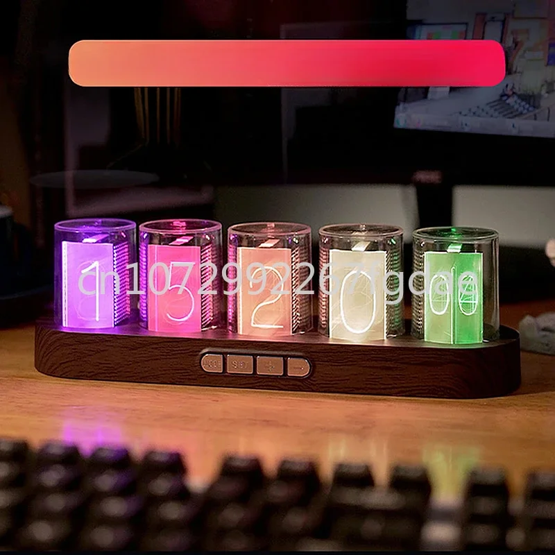 

RGB Quasi Glow Tube Clock LED Light Electronic Competition Computer with Creative Desktop Clock Technology Ornaments