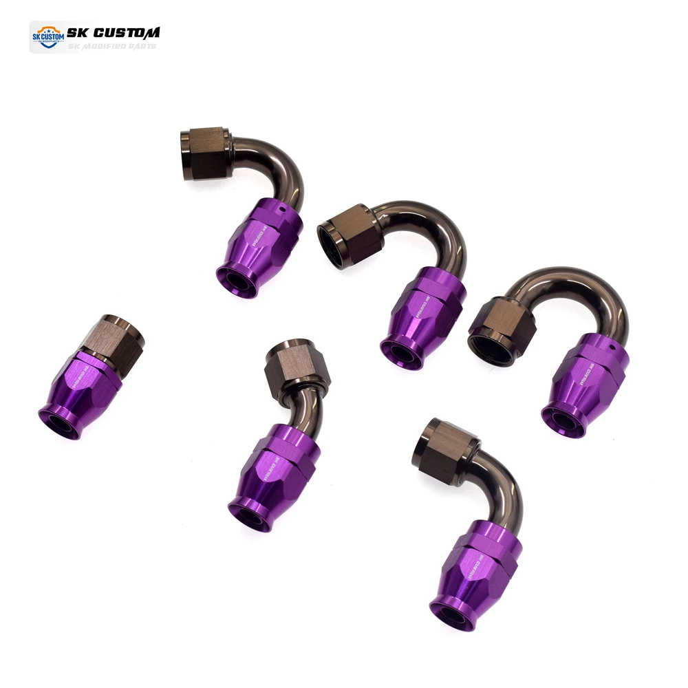 SK CUSTOM PTFE slanguiteinde olieleidinginterface AN8 recht 0 ° /45 ° /90 ° /120 ° /150 ° /180 graden PTFE brandstofleiding slanguiteinde fitting adapter