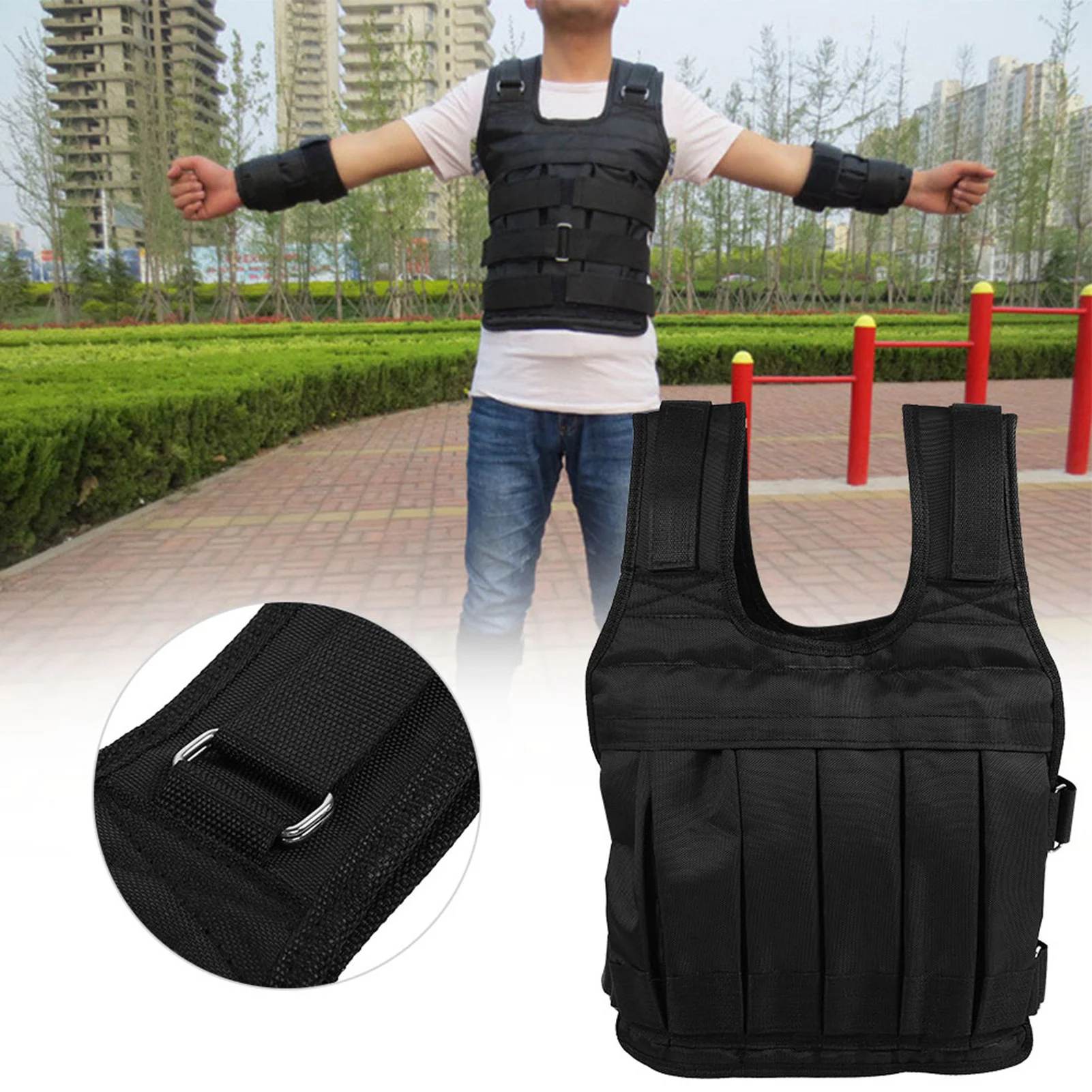 

ZK30 Oxford Cloth Heavy Duty 50KG Weighted Vest Strength Training Jacket for Workout Fitness