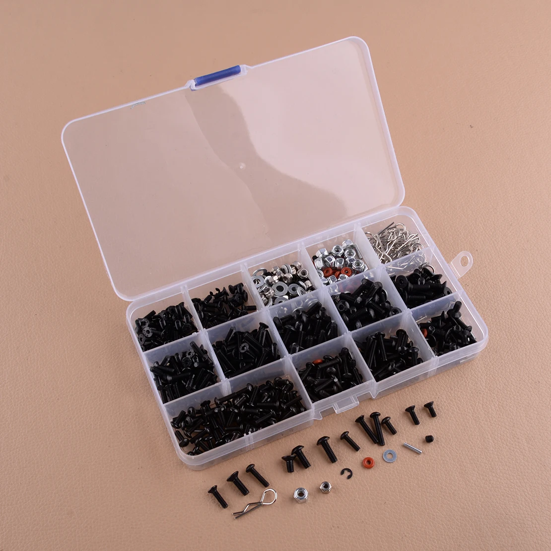 LETAOSK 500Pcs/Set Metal Screws Box Kit Repair Tool Fit for 1:10 RC Crawler Car HSP SCx10 Traxxas TRX4