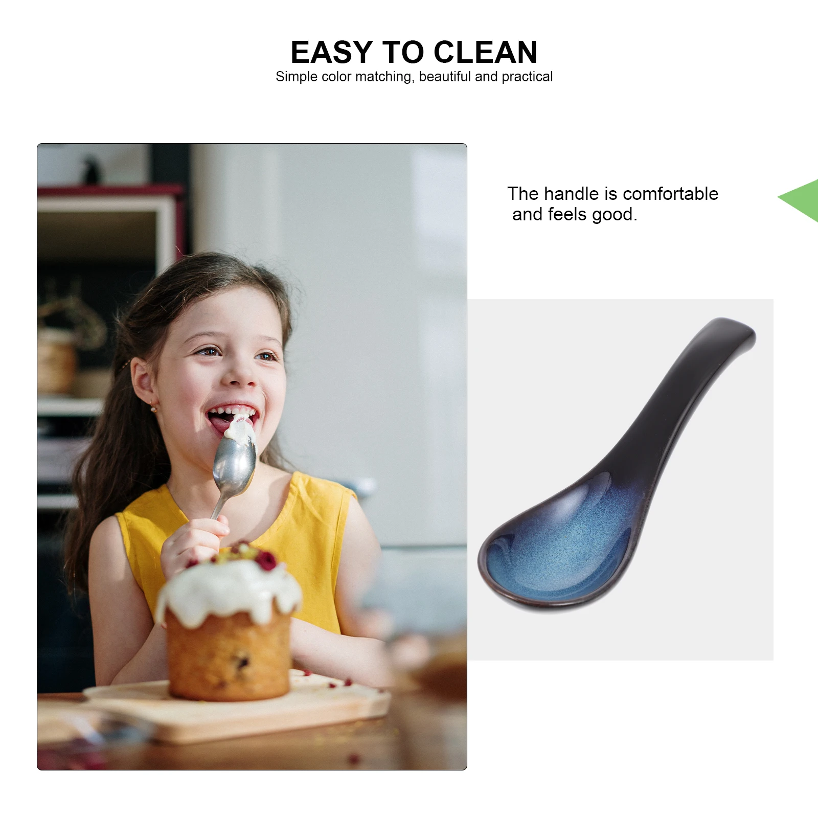 

4Pcs Ceramic Spoons Japanese Style Retro Design Smooth Surface for Soup Dessert Coffee Honey Use Household Dining Spoon