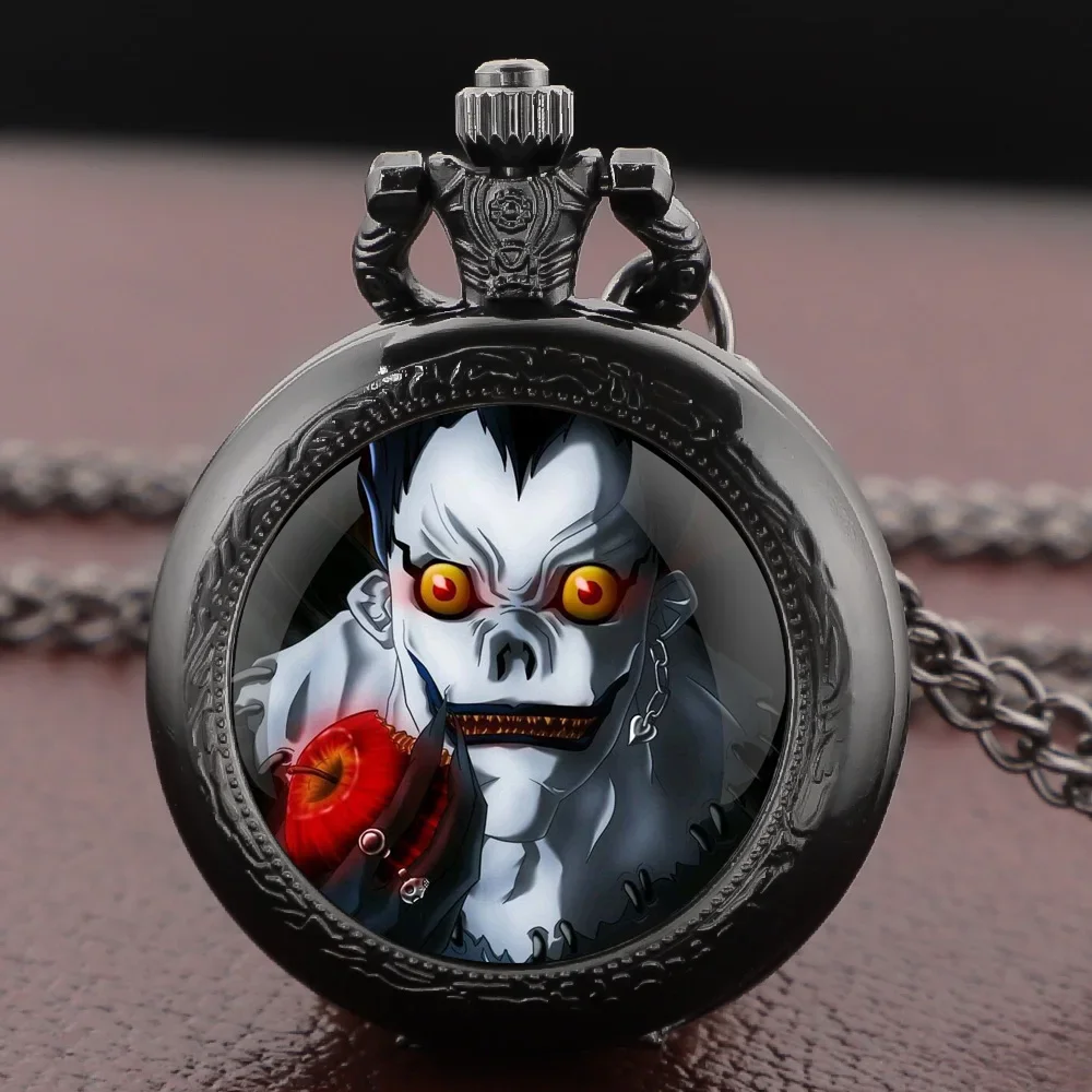 

Dark Death Note Anime Vintage Dome Glass Quartz Pocket Watches with Chain Men Women's Necklace Timing Pendant Children's Gifts
