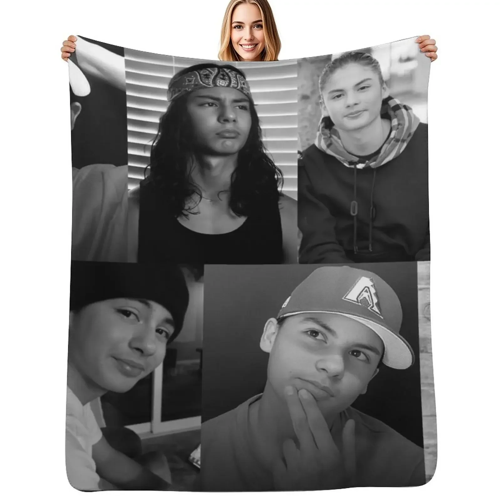 

Miguel Cazarez Mora Black And White Collage Throw Blanket Sofa Quilt christmas gifts Summer Blanket
