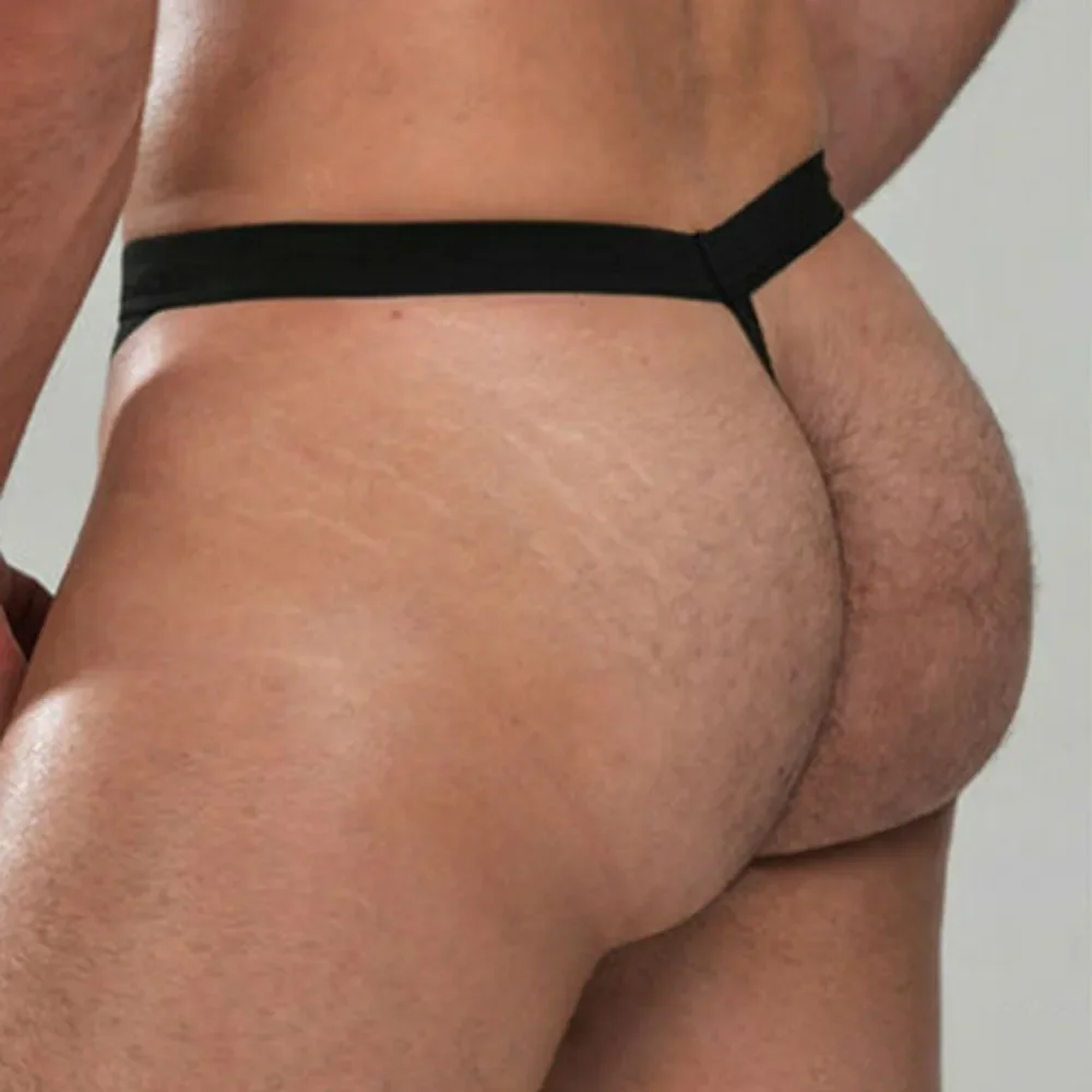 Hot New Briefs Underpants Underwear T-Back Thong Black Bulge Pouch Faux Leather G-String Men\'s One Size Panties