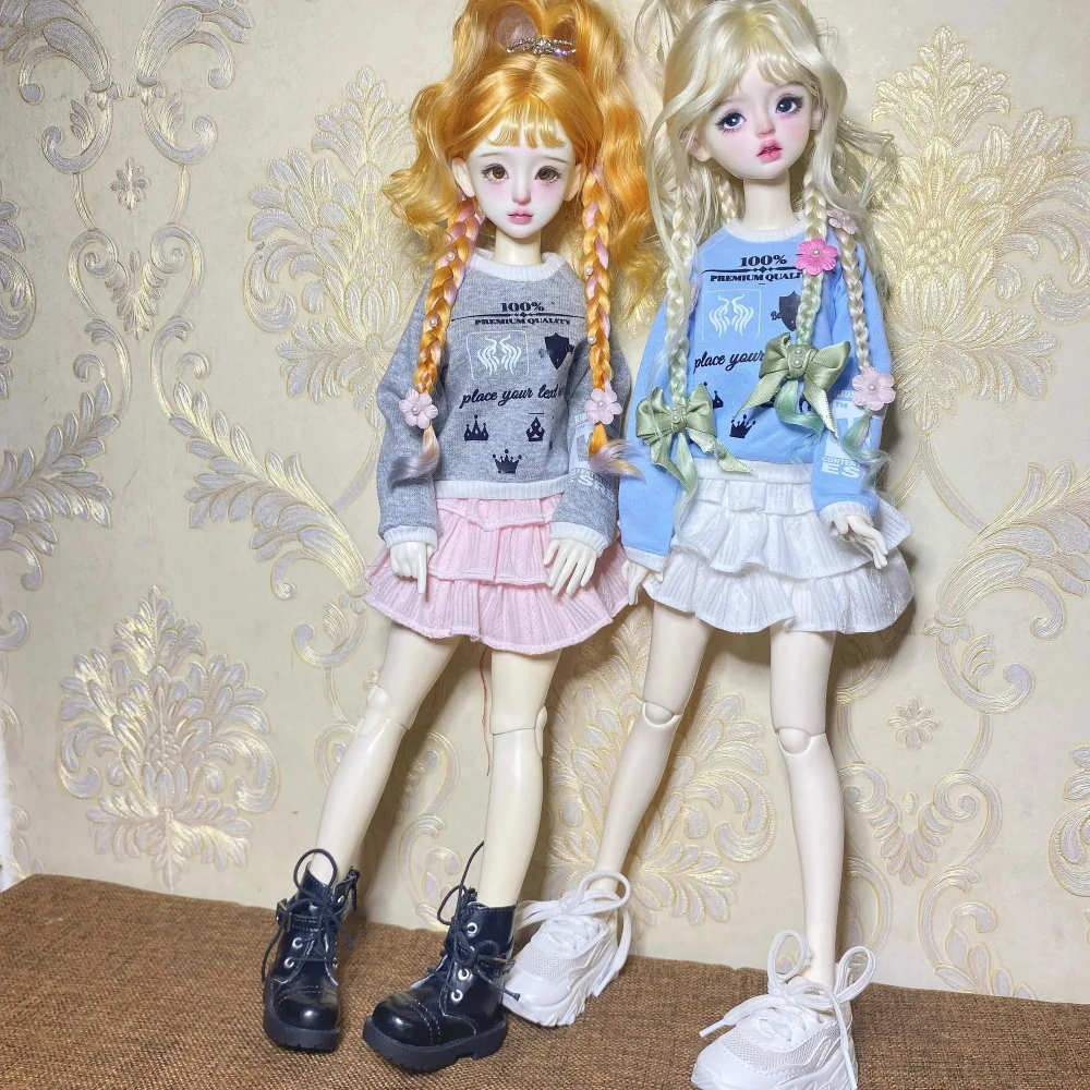 

1/4 Кукольная одежда, костюм, толстовка + короткая юбка, комплект для куклы Bjd 45 см, игрушки для девочек, платье, игровой домик, модные аксессуары для кукол, без куклы