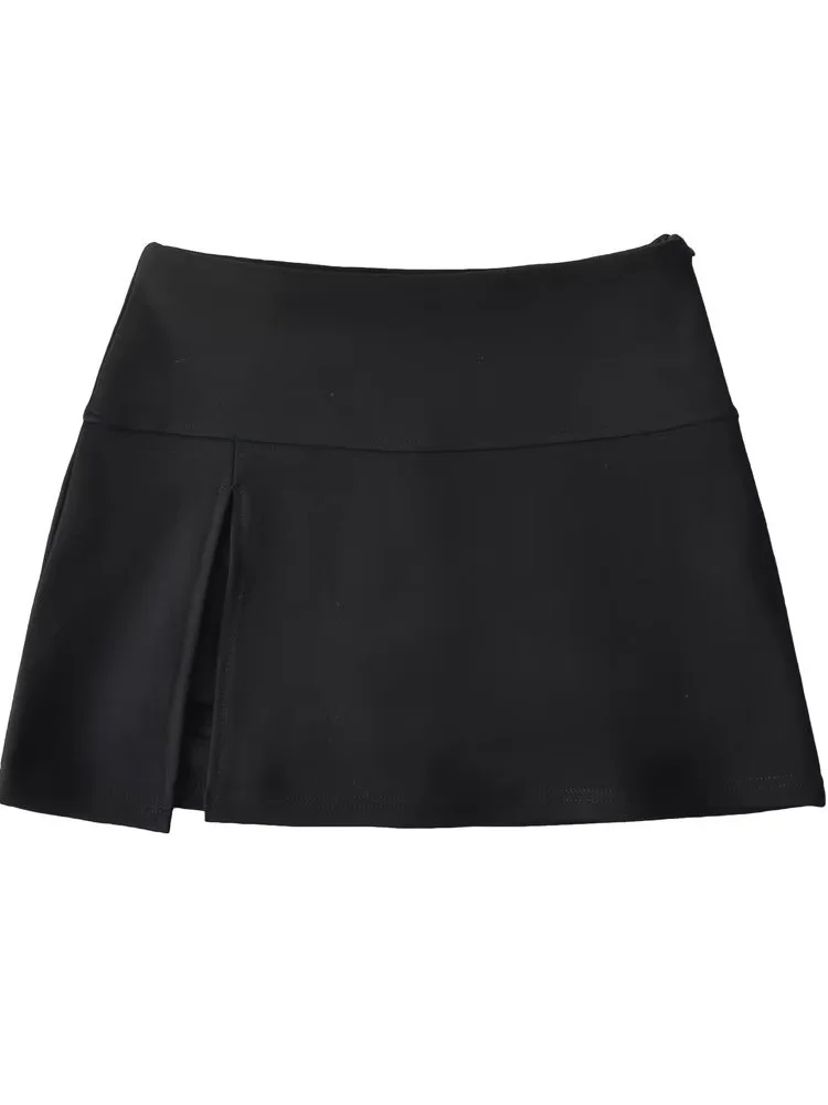 American High Waist Short A-Line Pure Desire Side Slit  Skirt Street Snap Sexy Skirt Pants High Waist Pure Color Spring 2023