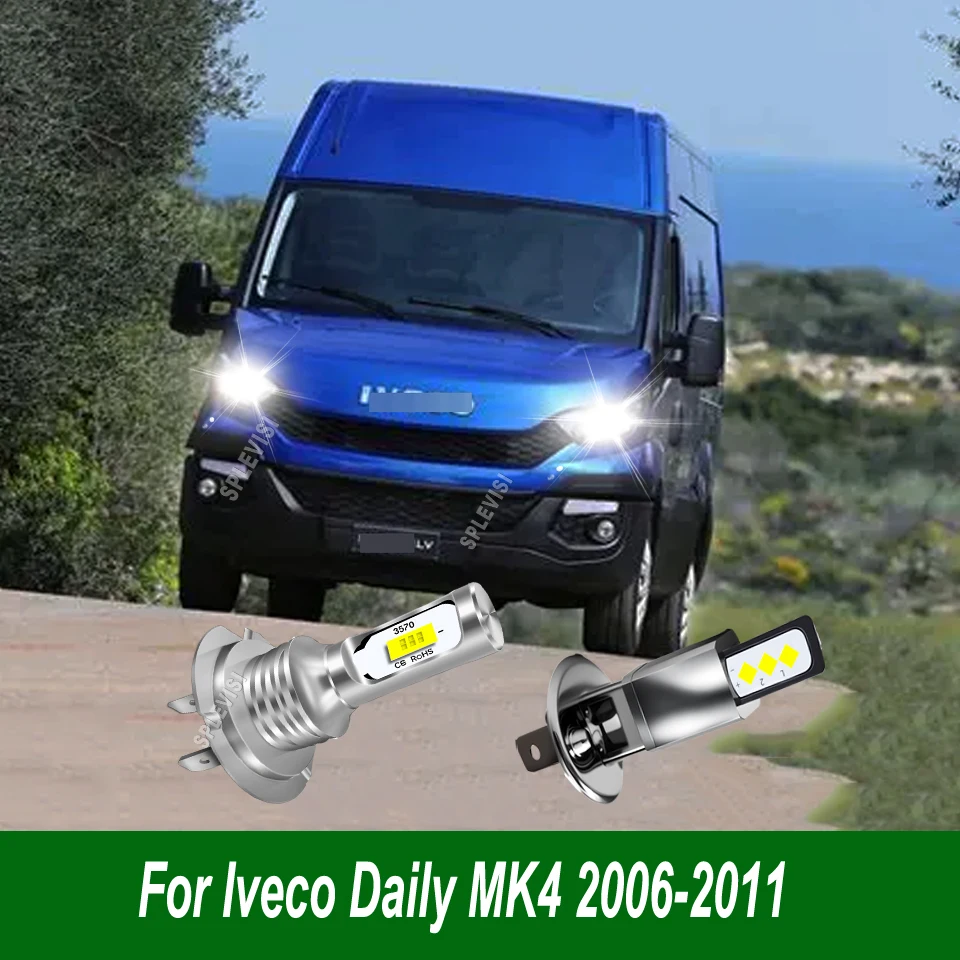 

H1 H7 6000K White Headlight LED Bulbs Automotive Lighting Wireless Design For Iveco Daily MK4 2006 2007 2008 2009 2010 2011