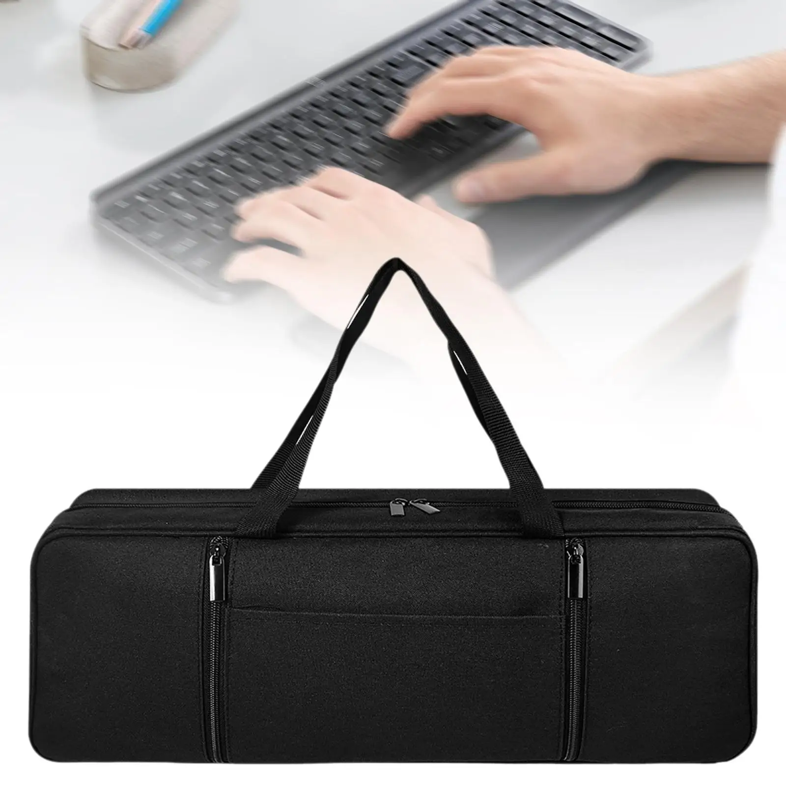 Carrying Storage Bag for MX Keys Mini Keyboard for Travel Work Waterproof Accessory Multipurpose Oxford Fabric Multiple Pockets